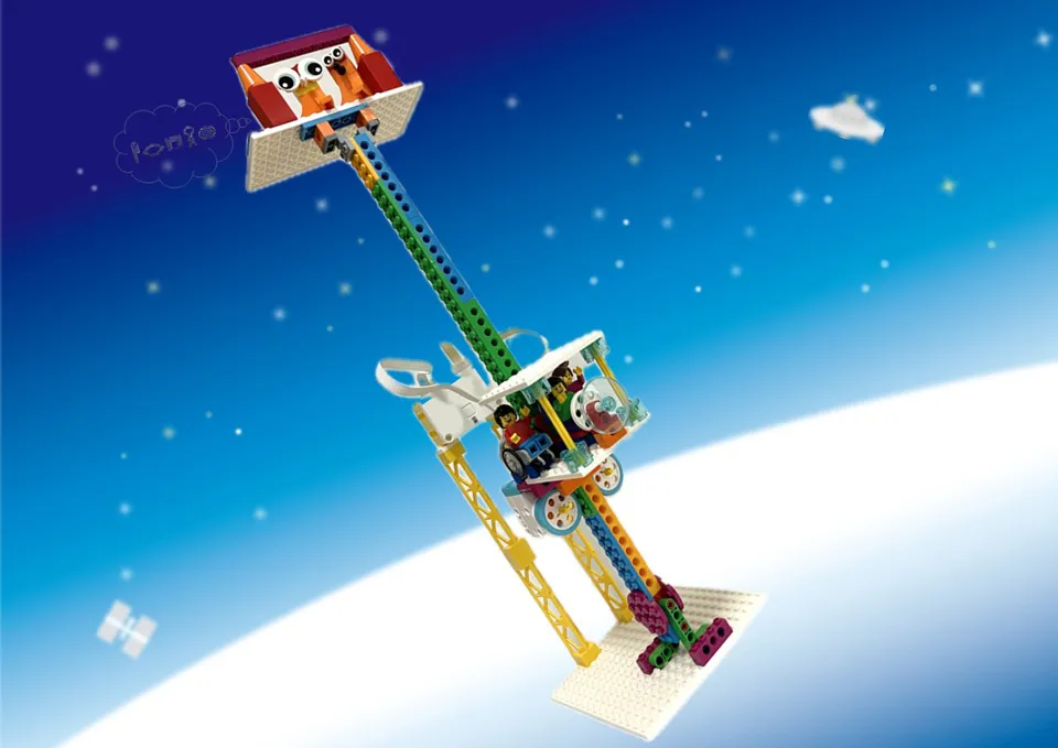 宇宙エレベーターのロボット模型